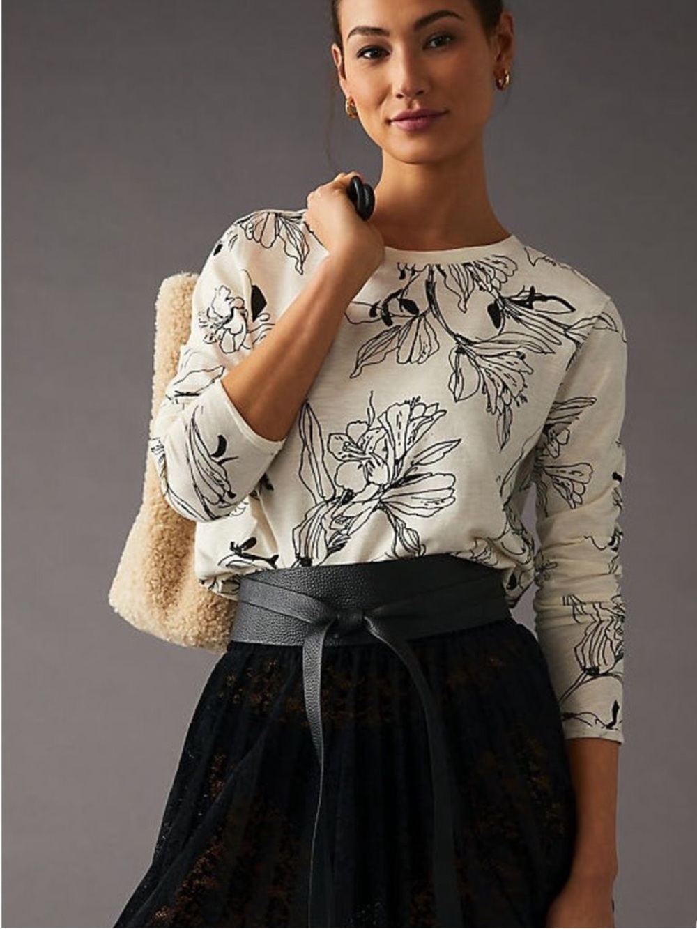 Anthropologie Black Lace Circle Skirt